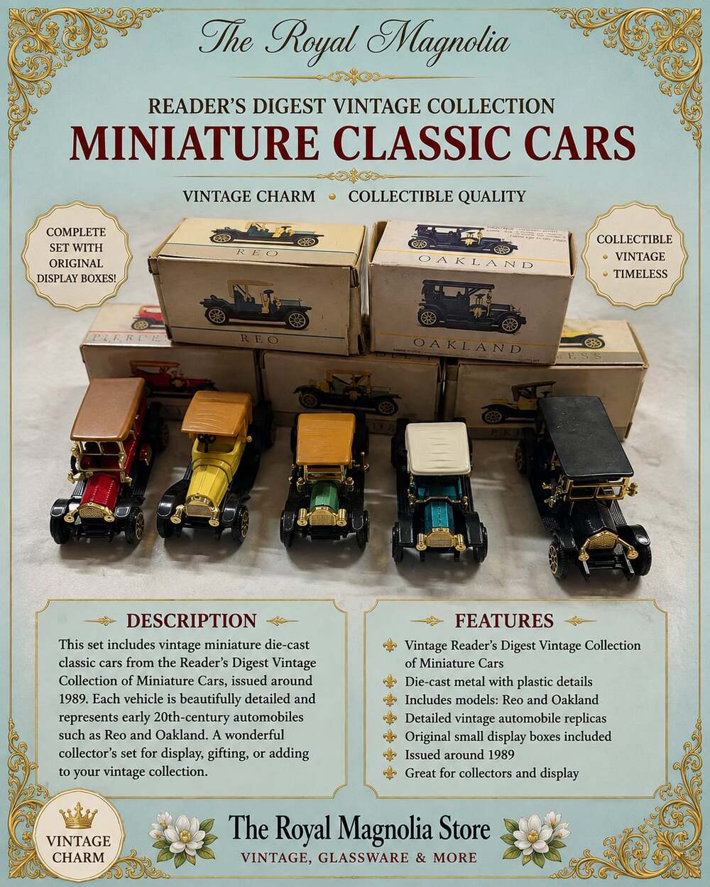 Reader's Digest Vintage Collection Miniature Classic Cars Set of 6